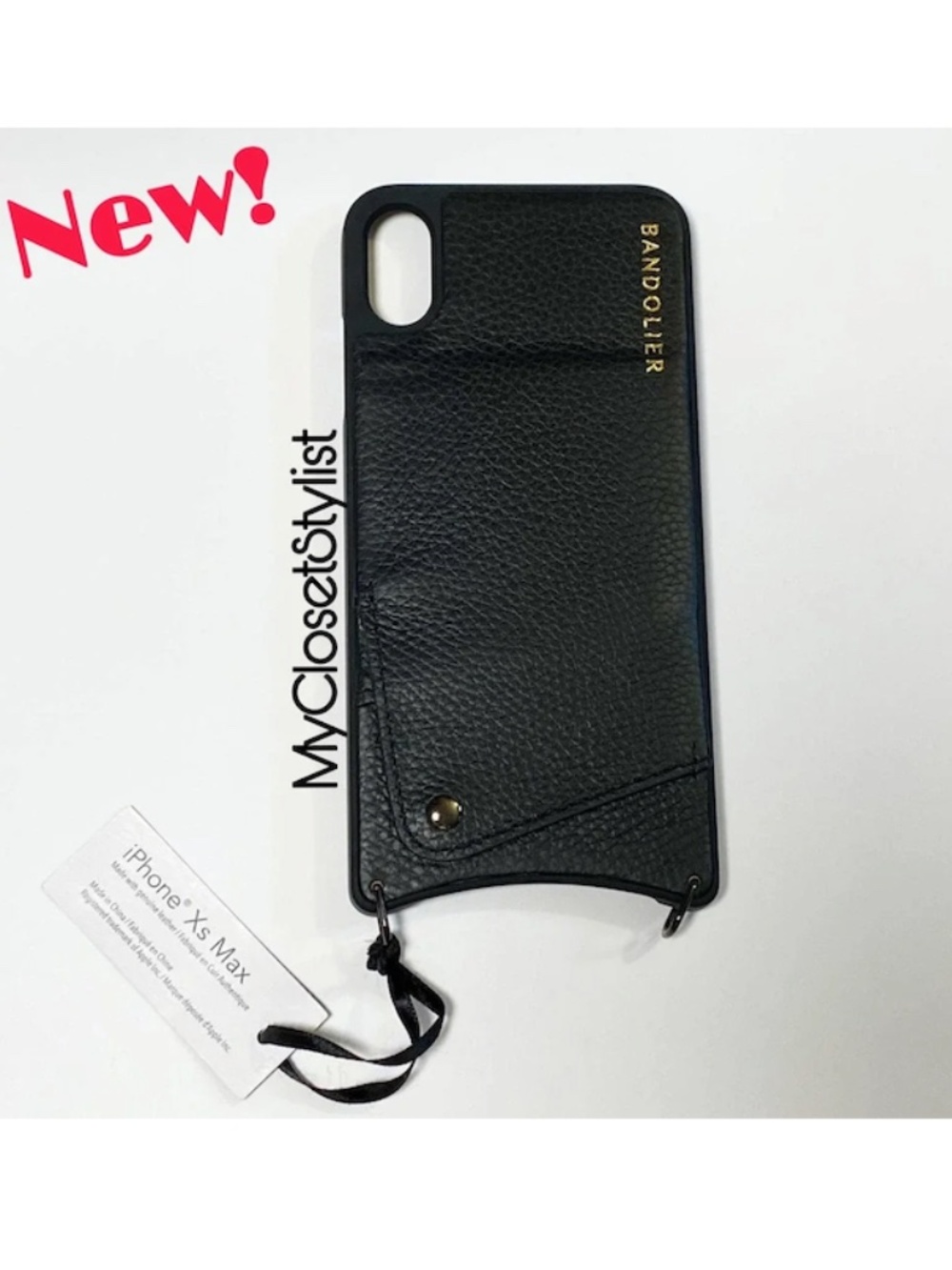 BANDOLIER Black Leather Wallet iPhone XS MAX Crossbody CASE NEW! Pewter Unisex